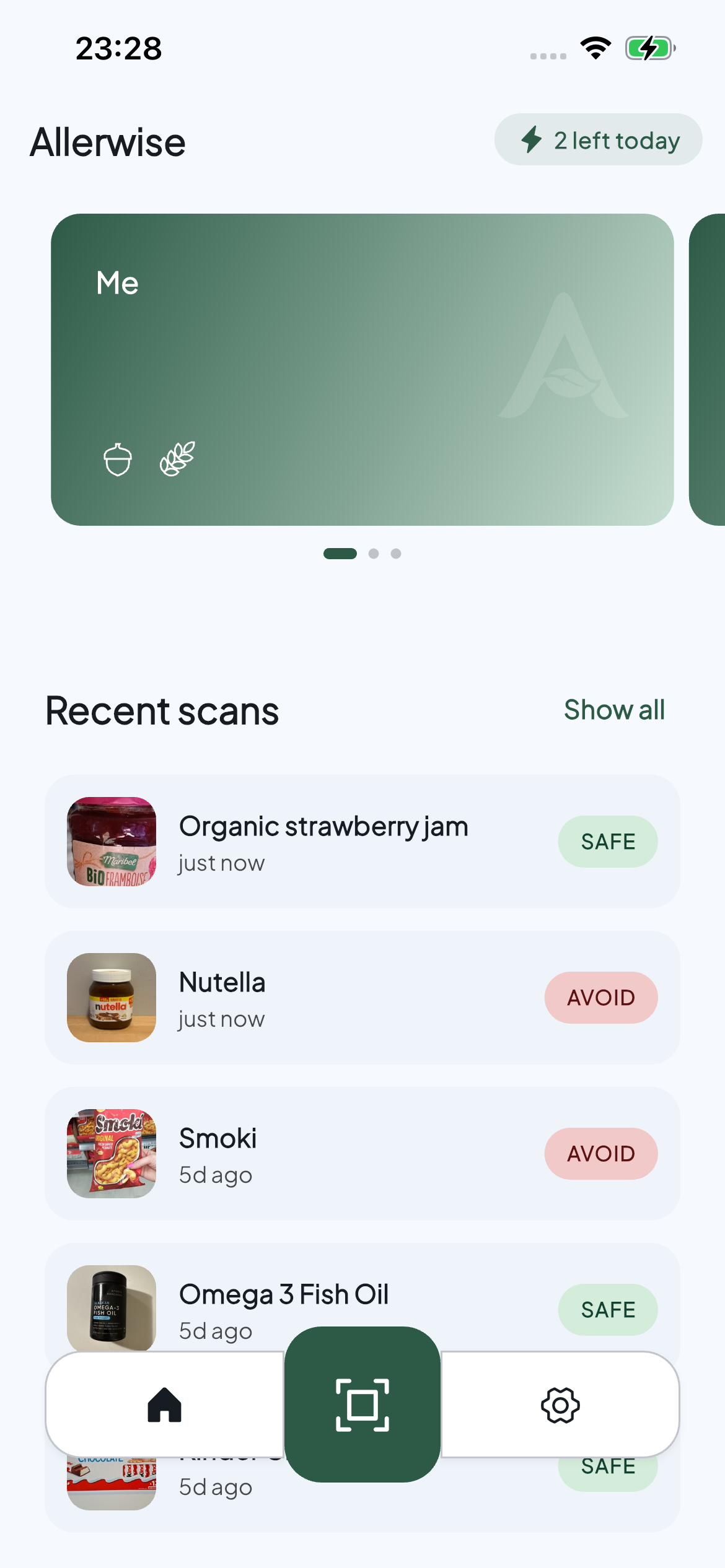 Allerwise app home screen